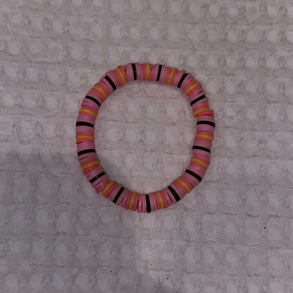 Handmade clay disc bead bracelet